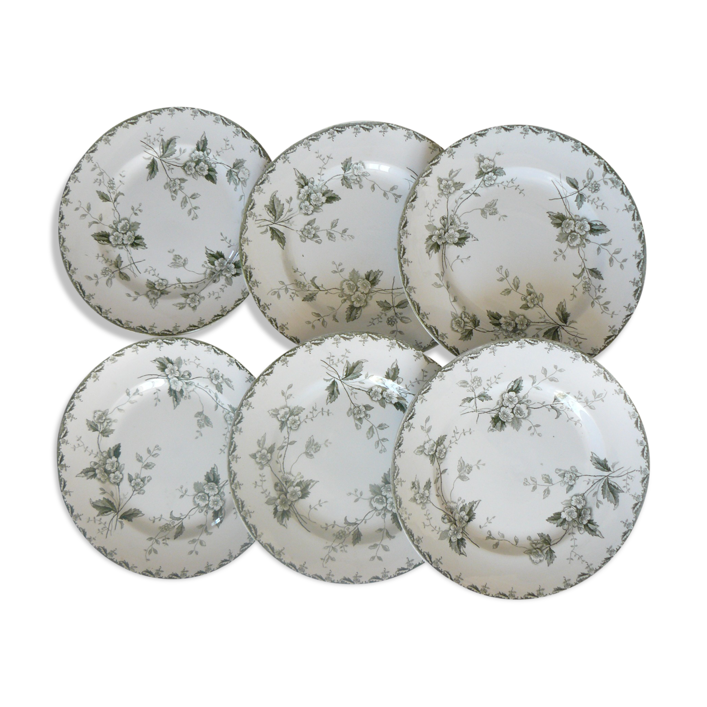 Lot of 6 plates flat "land of iron" model "rosette" st amand