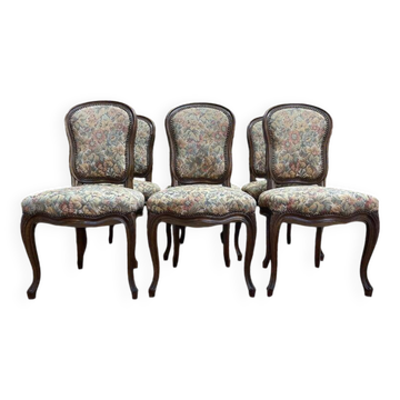 Set of 6 Louis XV style oak chairs