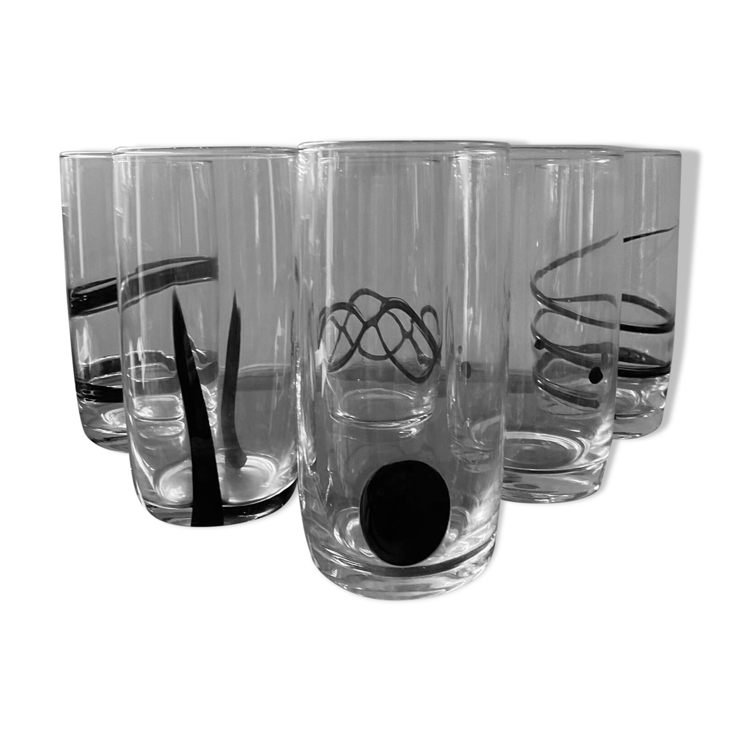 Série de 6 verres Murano vintage inclusion pâte de verre