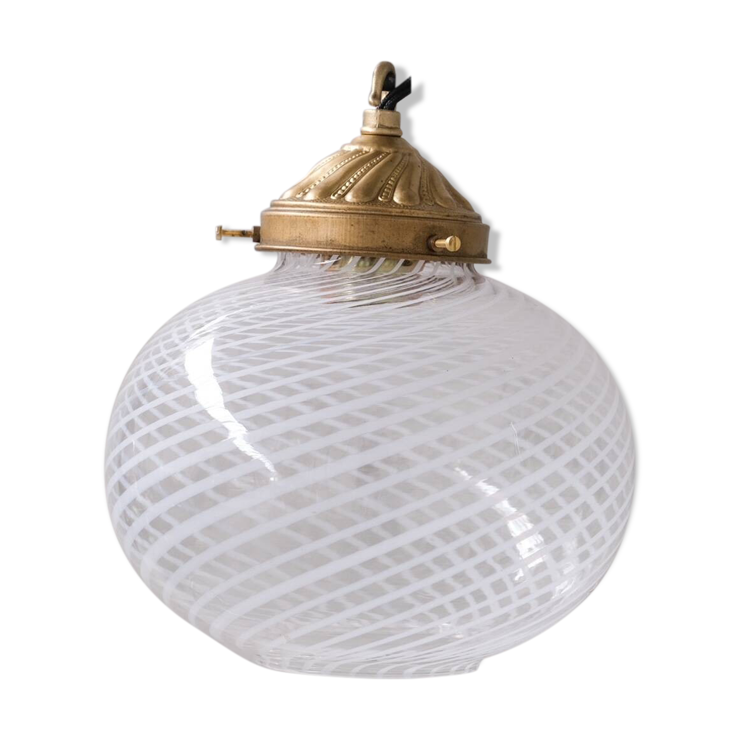 Glass and brass mid-century italian pendant light