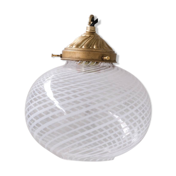 Glass and brass mid-century italian pendant light