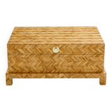 Coffre en marqueterie de bambou et laiton Galerie Maison & Jardin 1970