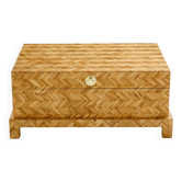 Coffre en marqueterie de bambou et laiton Galerie Maison & Jardin 1970
