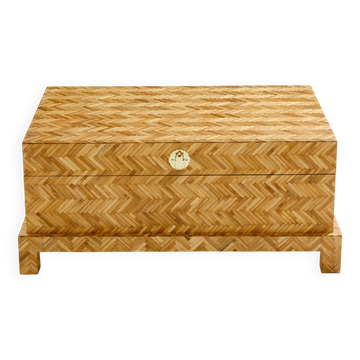 Coffre en marqueterie de bambou et laiton Galerie Maison & Jardin 1970