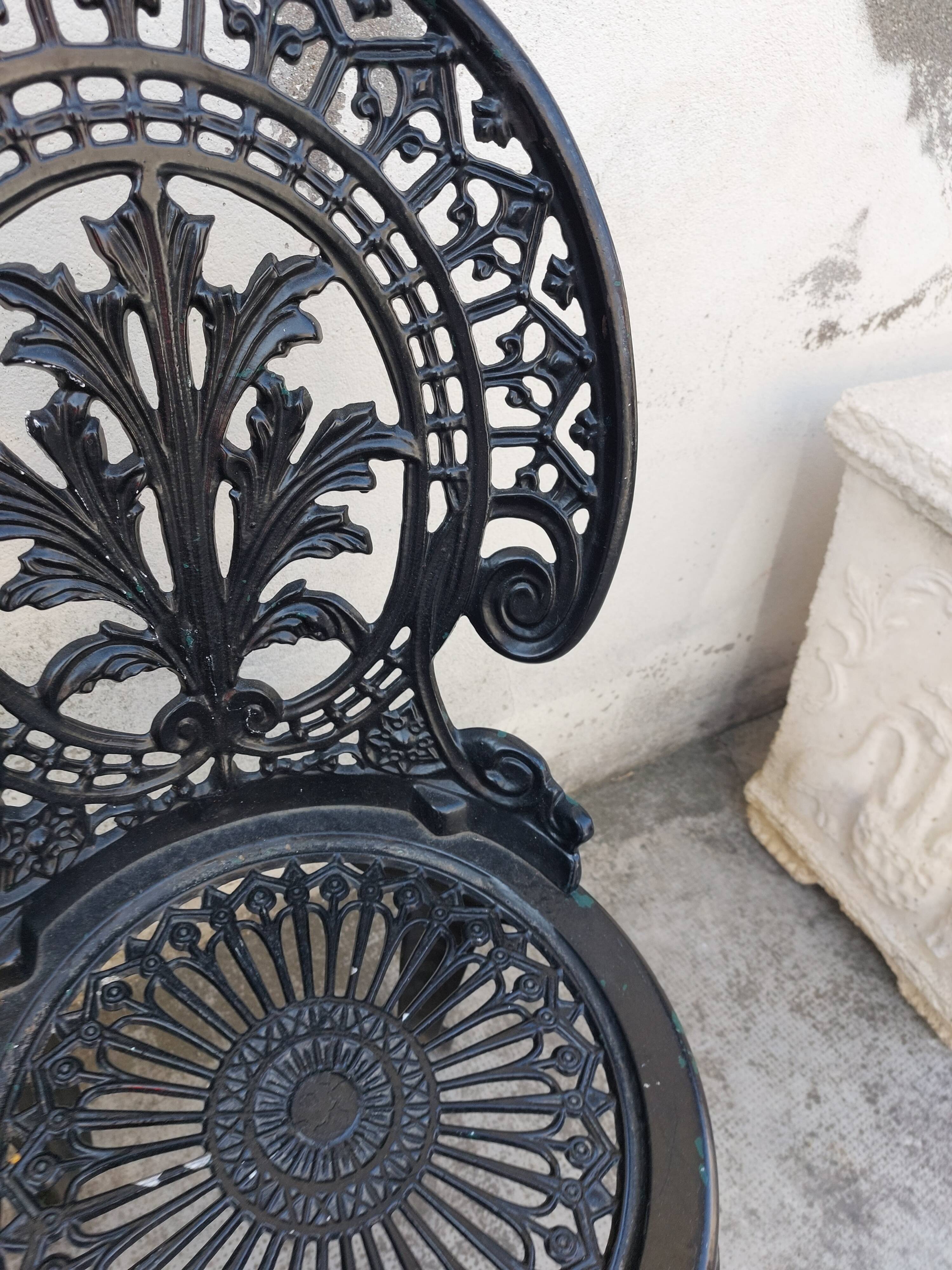 Series of 3 antique garden chairs