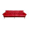 Red leather sofa 4 places design 1950.