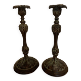 Set of 2 cast iron candlesticks