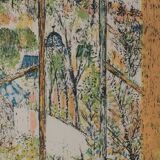 Guy BARDONE: Window open to the garden, signed original lithograph.