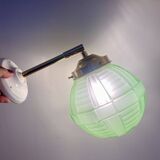 Vintage art deco globe wall light in green glass