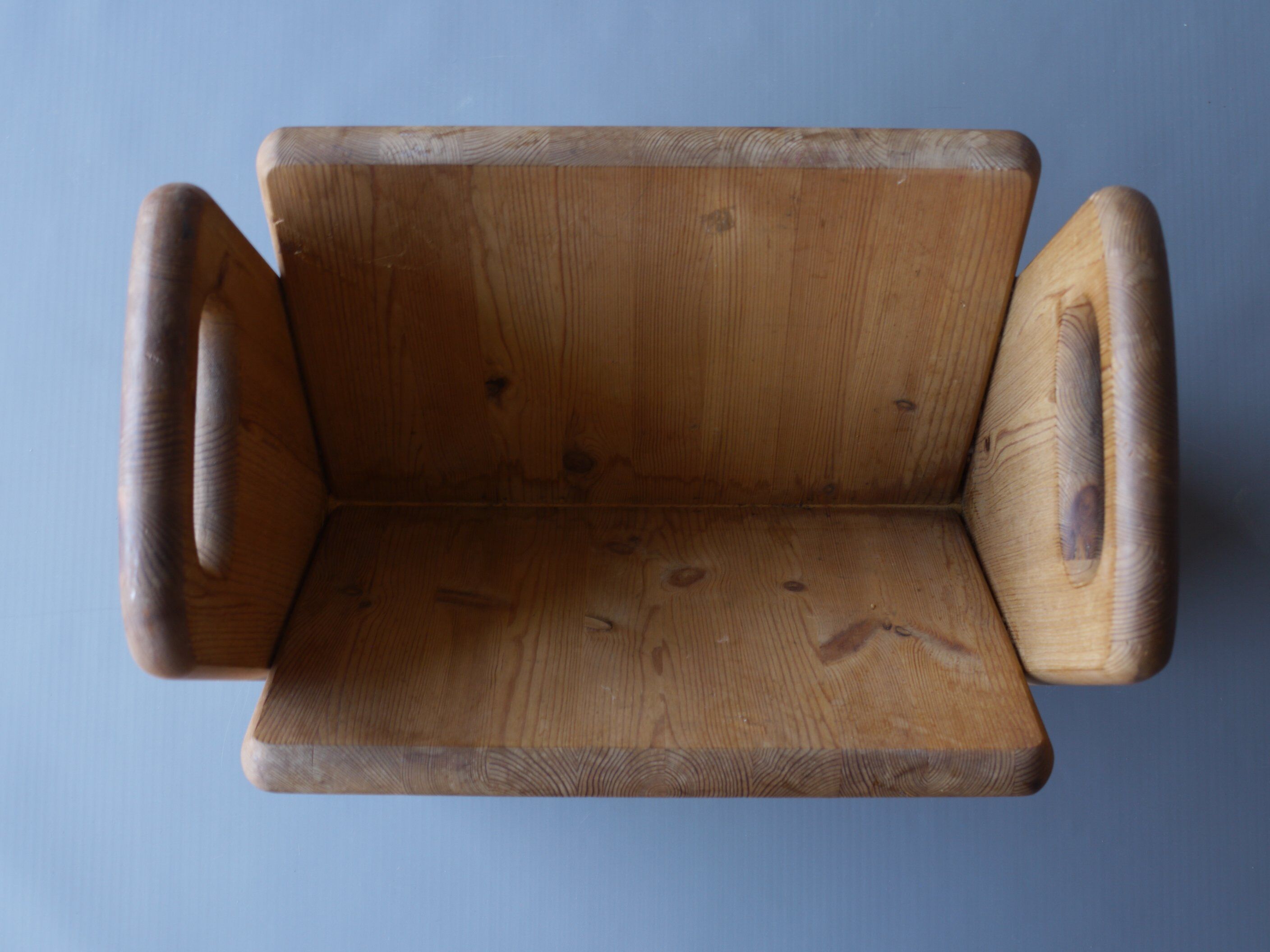 Vintage pine magazine stand, 1970s