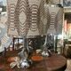 Paire de lampes 1970, bronze Argenté,  abat-jour cinétique.