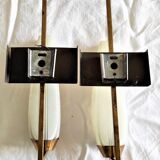 Brass and white glass wall lamps