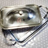 Pyrex and silver dish