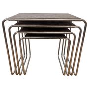 Rare Bauhaus chrome Nesting Tables B9, Marcel Breuer-Thonet License Mucke M