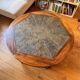 Round coffee table in solid wood & natural stone – diameter 99 cm