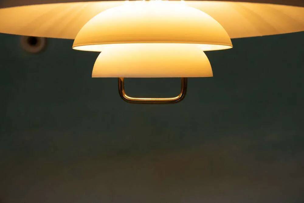 Vintage Scandinavian bowl lamp, minimalist mid-century pendant.