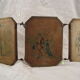 Miroir triptyque de voyage poche lithographies P.B PAris Déposé vers 1900