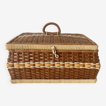 Vintage rattan sewing box