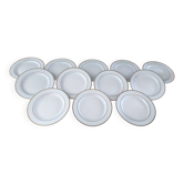 Lot de 12 assiettes dessert en porcelaine double liseré doré Ligne Hôtesse