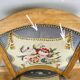19th century St Empire armchair in pegged blond walnut with cross-stitched tapestries