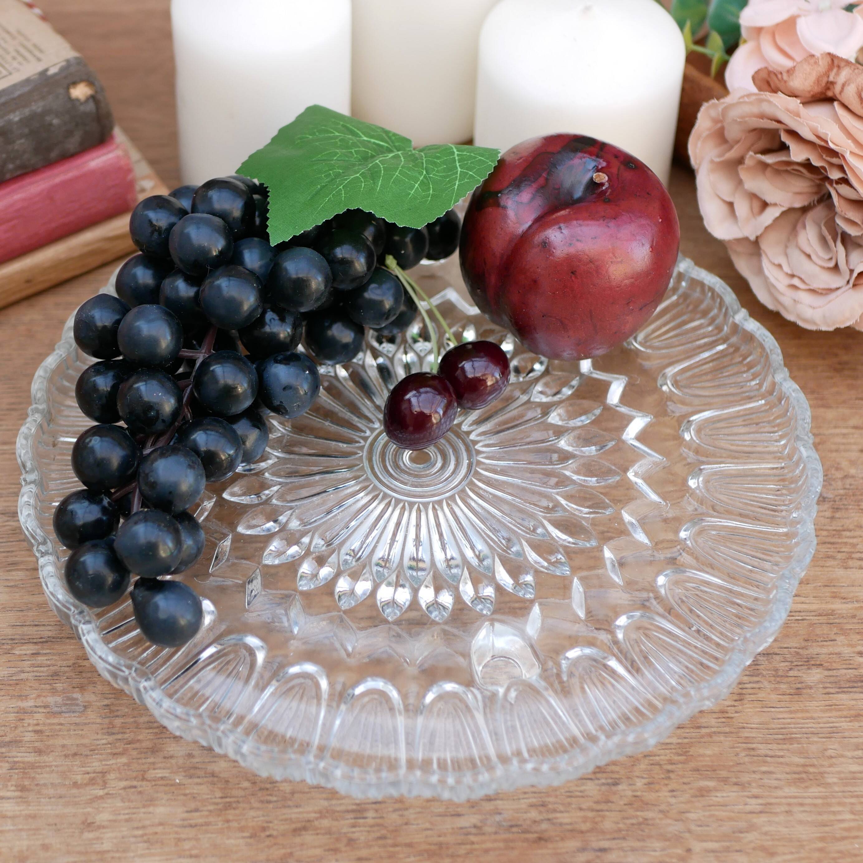 Decorative glass tray with round feet