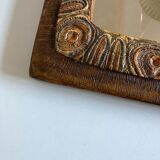 Arts & crafts 1970 mirror in incised resin