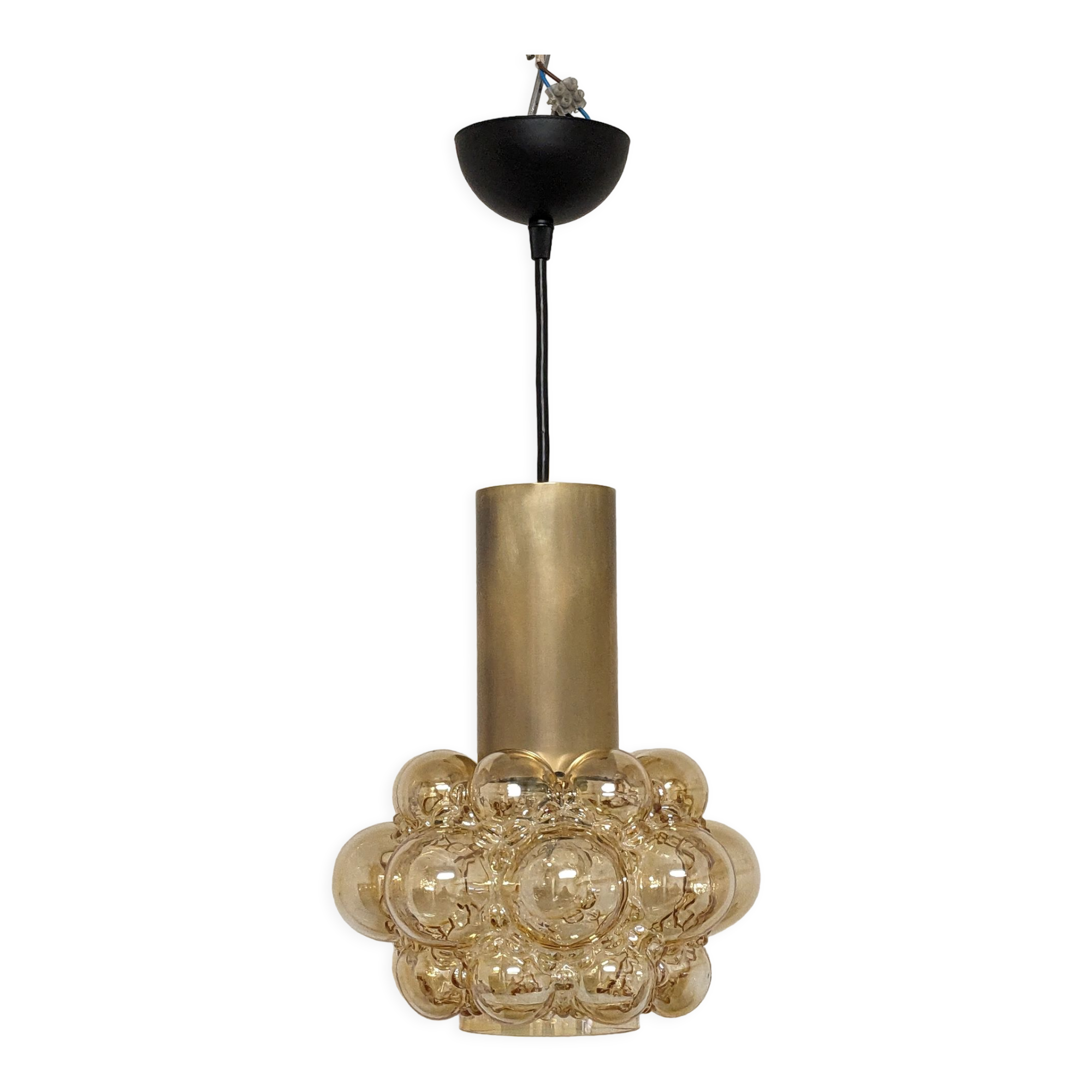 Amber bubble pendant lamp by Helena Tynell for Limburg 60s/70s