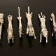 6 various animal shaped knife holders in silver metal
