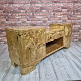 Rare Low Art Deco Blonde Burl TV Console Sideboard - 1930s Fully Restored