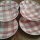 9 hollow plates with red checkers. Givors .vintage