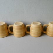 4 mugs Salins France, grès et émail vert