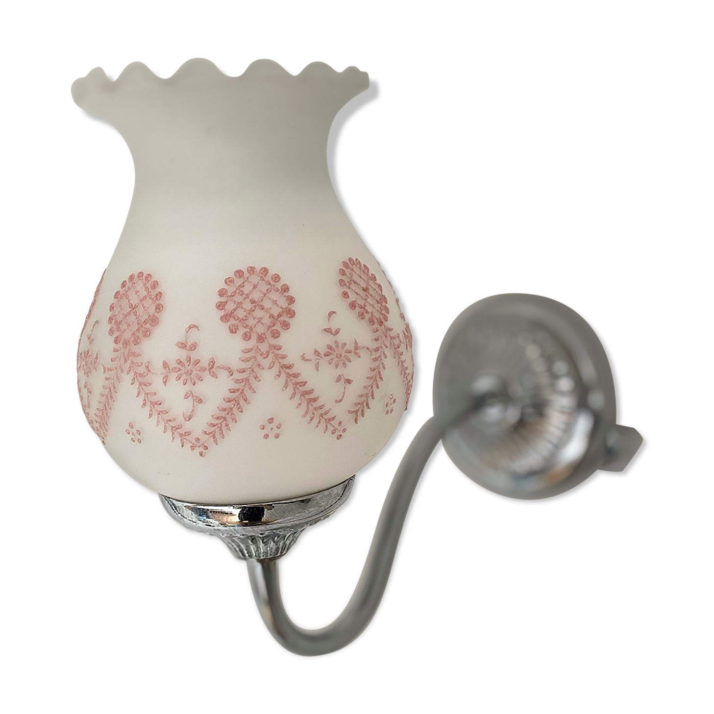 Chrome and opaline applique, touches of pink