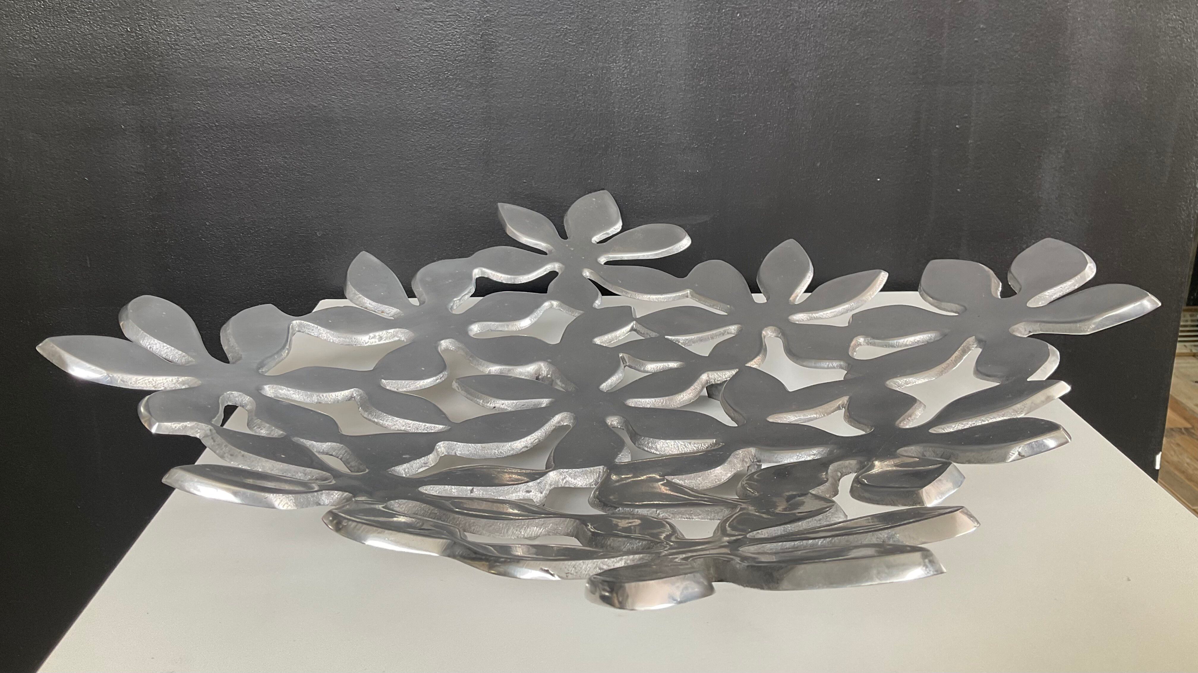 Vintage perforated aluminium cast iron centrepiece