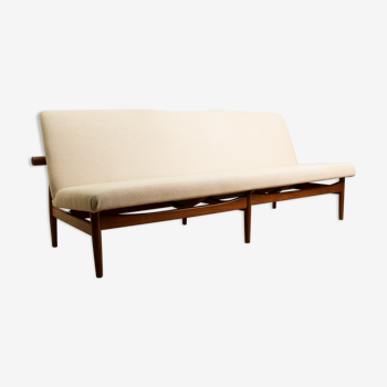 3-seat Danish sofa in teak, brass and fabric model 137-2 by Finn Juhl 1958