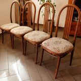 Set of four bentwood TON chairs from the 1970s with floral upholstery