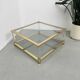 Table basse lucite, laiton et verre années 70