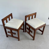 Lot de 2 chaises brutalistes avec dossier bas