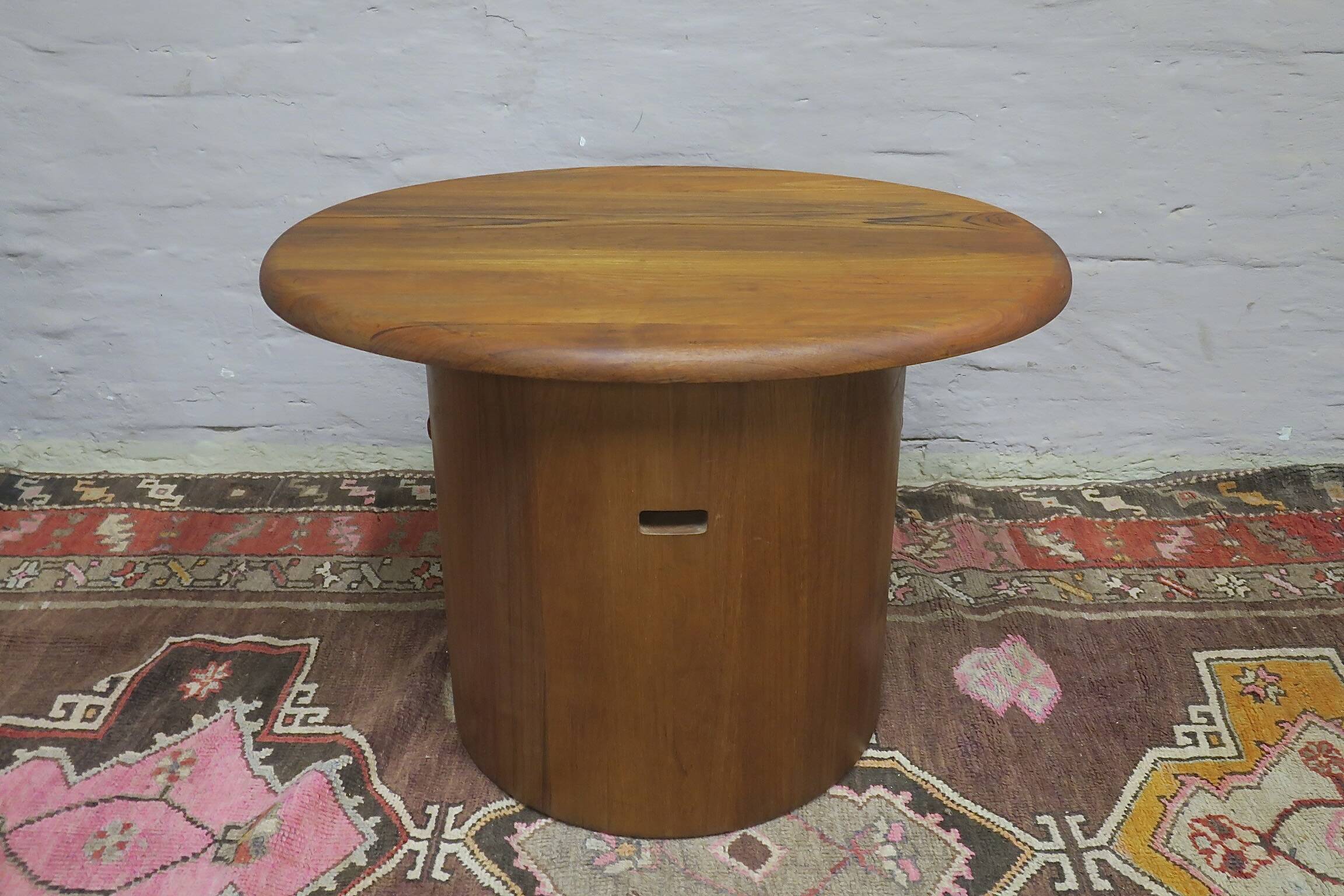 Solid teak oval coffee table with swivel top by Silkeborg, Denmark 1960s