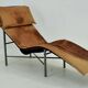 Vintage Cognac Leather Chaise Longue by Tord Bjorklund Sweden, 1970