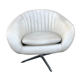 Vintage 70s white leatherette shell armchair