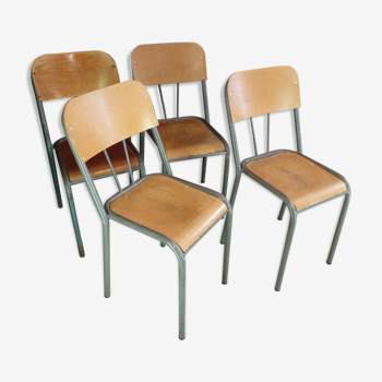 Suite de 4 chaises d'écolier