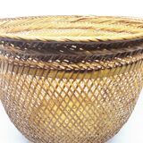 Openwork braided rattan basket