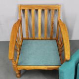 1950s solid oak armchair, Czechoslovakia