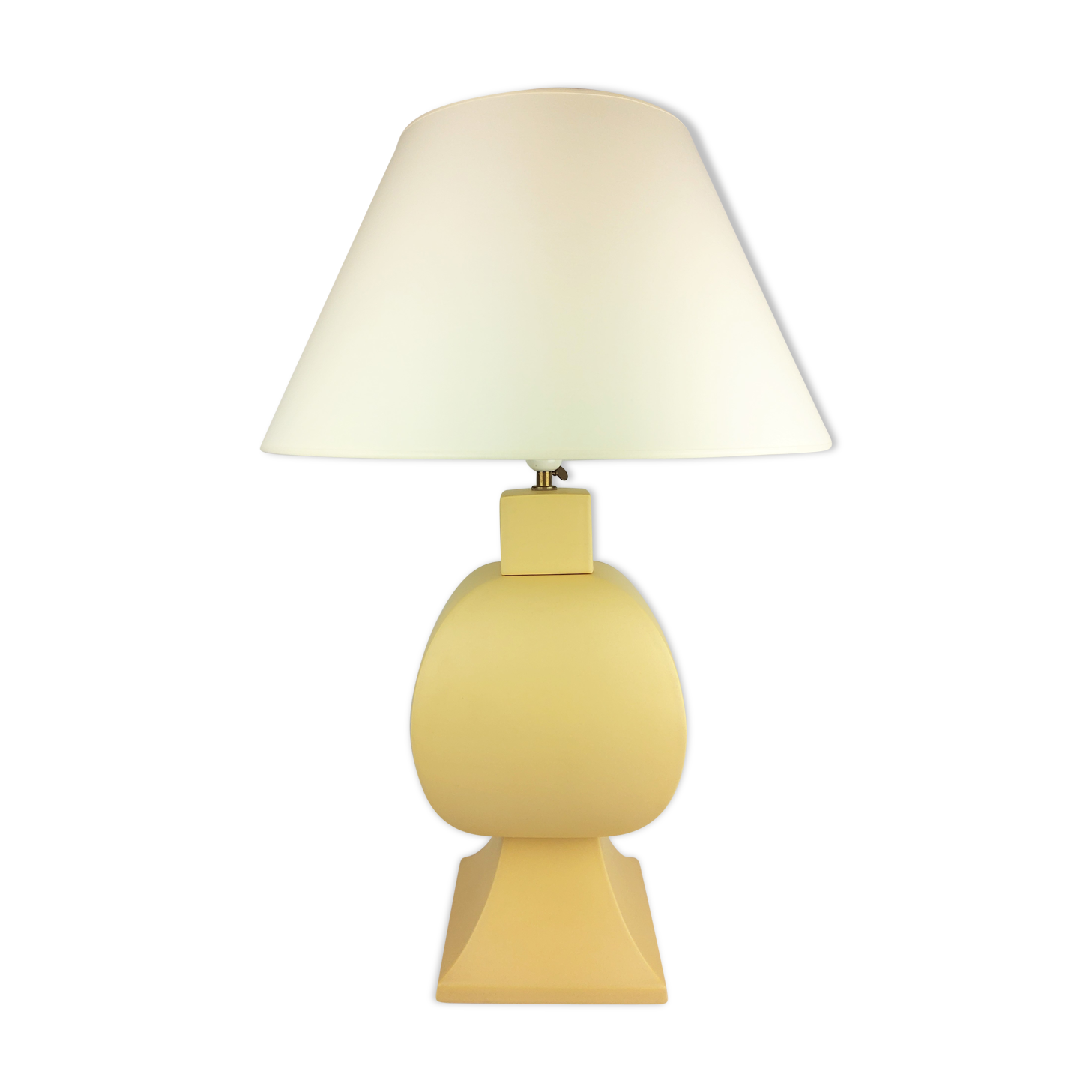 Ceramic lamp, pastel yellow Charolles earthenware 1980