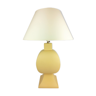 Lampe céramique, faïencerie Charolles jaune pastel 1980