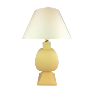 Ceramic lamp, pastel yellow Charolles earthenware 1980