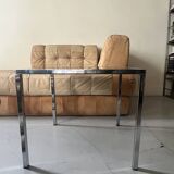 table basse carrée en chrome et verre noire, design