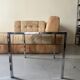 table basse carrée en chrome et verre noire, design