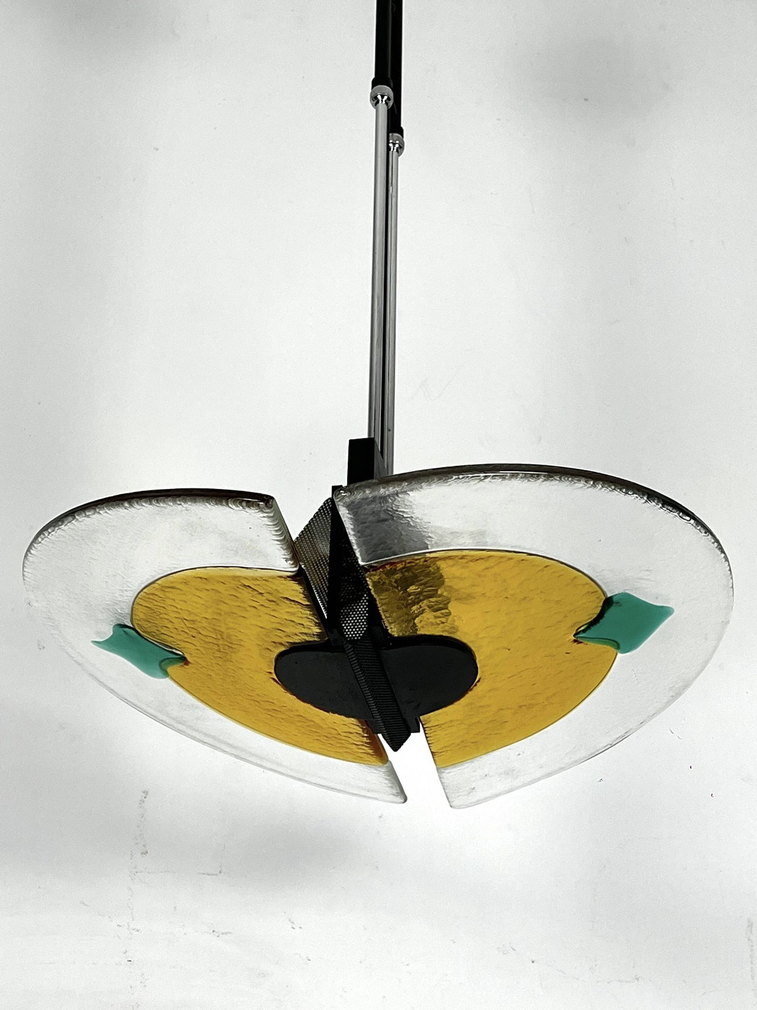 Lustre italien postmoderne en verre de Murano épais des années 80