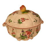 Tureen/vegetable Lunéville flowers (tulip - pink) early twentieth century